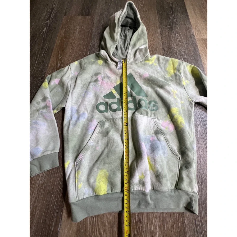 Adidas Hoodie‎ Youth XL Green Tie Dye Good Loose Fit Fleece Logo Sweatshirt